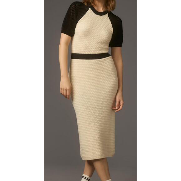 Daily Practice XS Knit Cream n Black midi/long Dress. Bodycon. Sexy. Classy Rare - Picture 3 of 16